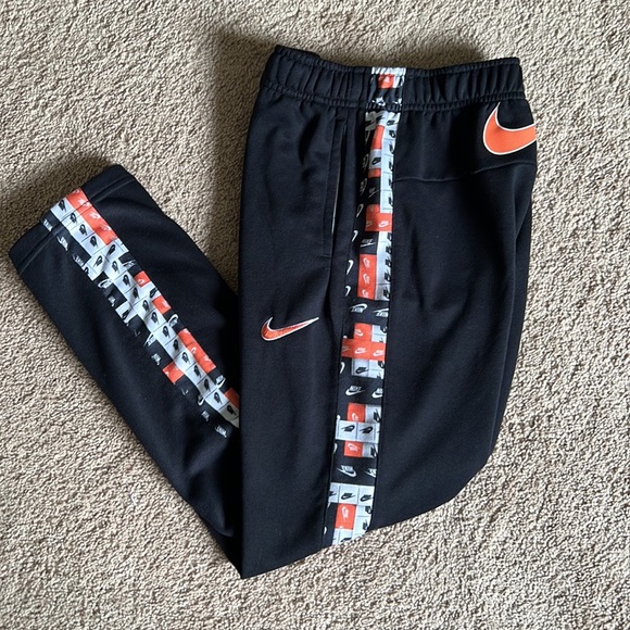 Nike Other - Nike Black and Orange Logo Print Dri-Fit Jogger Athletic Pants Sz Youth Large